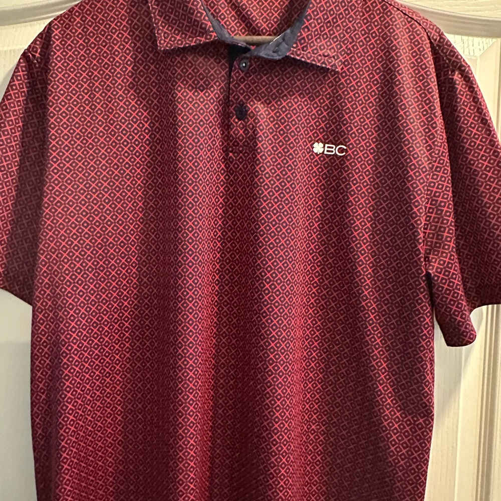 Black Clover Men's Red Patterned Polo Shirt